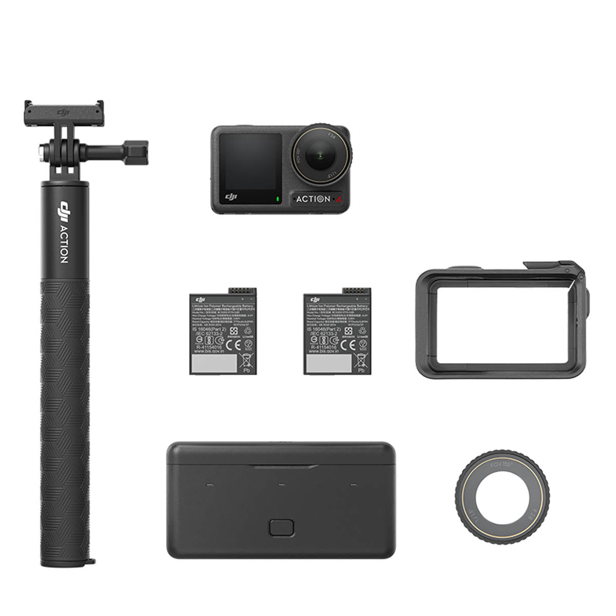 DJI Osmo Action 4 Adventure Combo 4K Ultra HD action camera with dual  touchscreens, Wi-Fi®, and Bluetooth®, extension rod, two adapter mounts,  and three batteries at Crutchfield